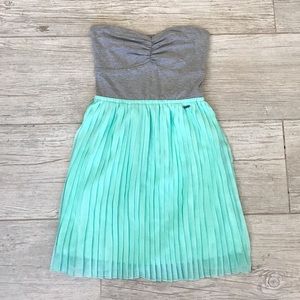 ROXY turquoise pleated dress with bandeau top